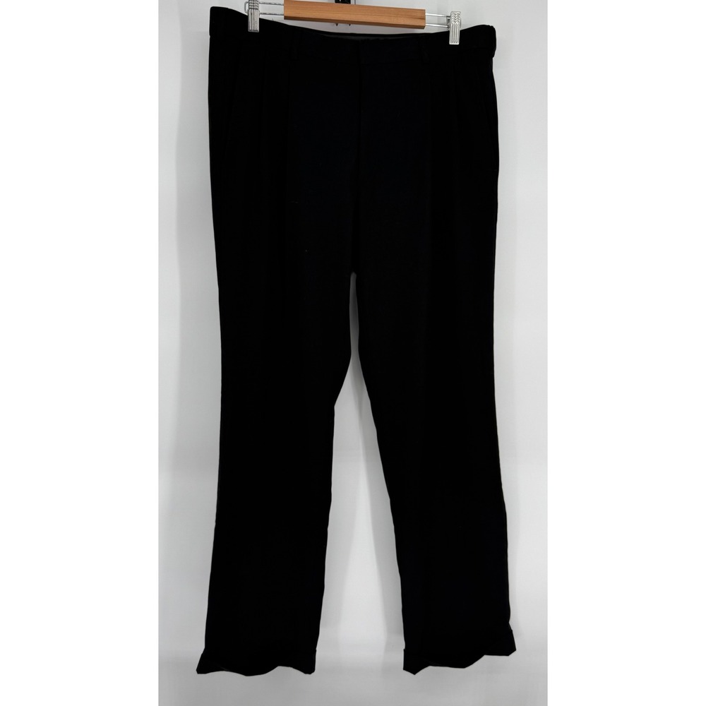 Saddlebred Mens Black Pleated Front Dress Pants Stretch Cuffed Trousers Sz 36x32